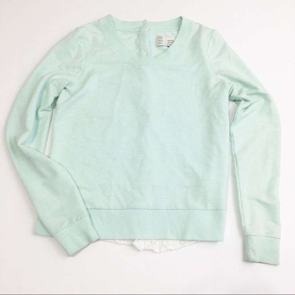 Anthropologie Mint Green Lightweight Crewneck Sweatshirt